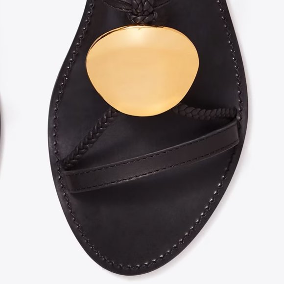 Tory Burch PATOS MULTI-STRAP SANDAL Black Gold Disc 7 - Picture 6 of 8